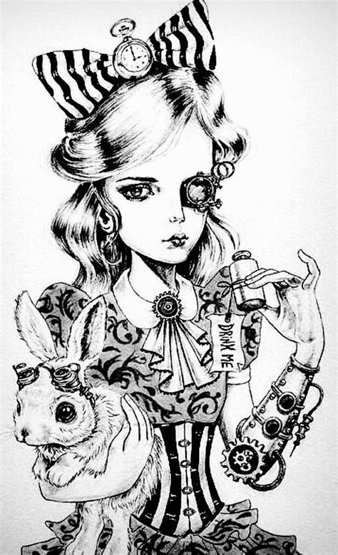 Alice In Wonderland Steampunk 421 Modern Cross Stitch Pattern Etsy In