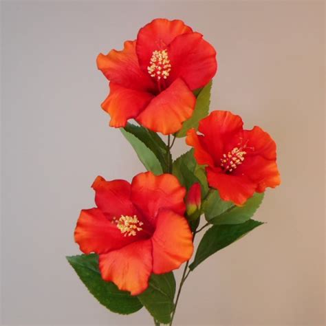 Artificial Hibiscus Spray Flame Red Cm Artificial Flowers