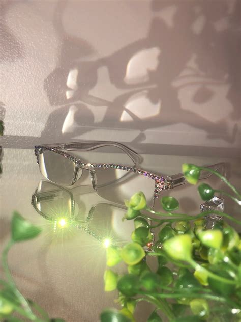 Swarovski Reading Glasses On A Clear Frame With Ab Swarovski Etsy