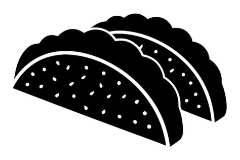 Taco Con Concha De Tortilla Almuerzo Mexicano Icono Vectorial Plano