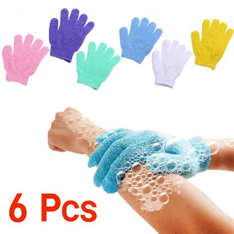 6 PCS Double Sided Exfoliating Gloves Body Scrubber Scrubbing Glove