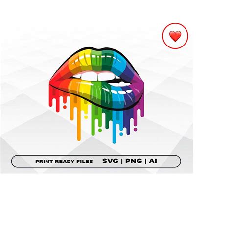 LGBT Rainbow Dripping Lips Png SVG Ai PNG Bisexual Transex Inspire