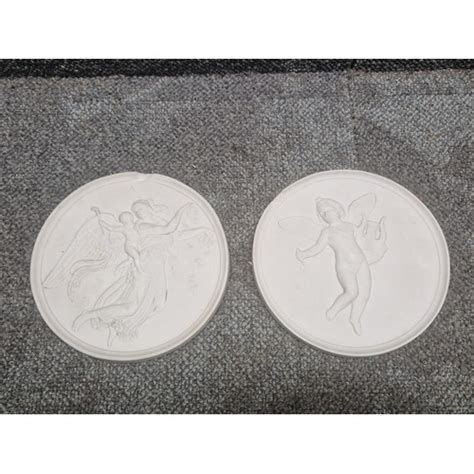 A Set Of Plain White Biscuit Relief Work Bing Grondahl Circular