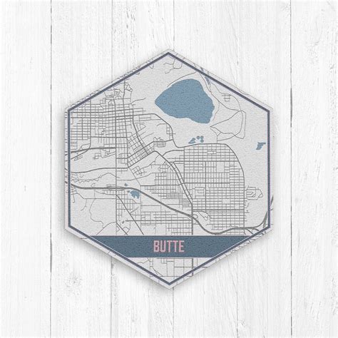 Butte Montana Street Map, Butte Montana Hexagon, Gray and Blue Street ...