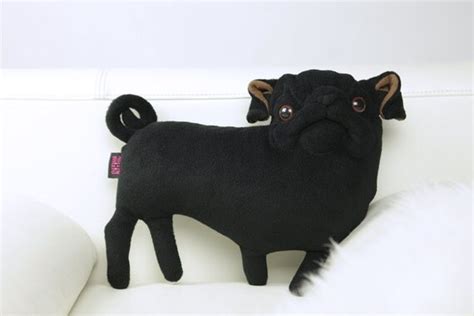 cute black pug pillow Plush Pug art Doll Pug Gift Dog