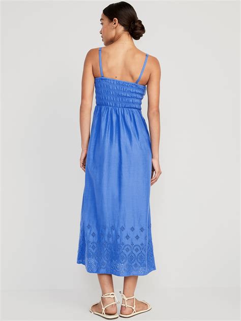 Fit And Flare Eyelet Embroidered Smocked Maxi Cami Dress Old Navy