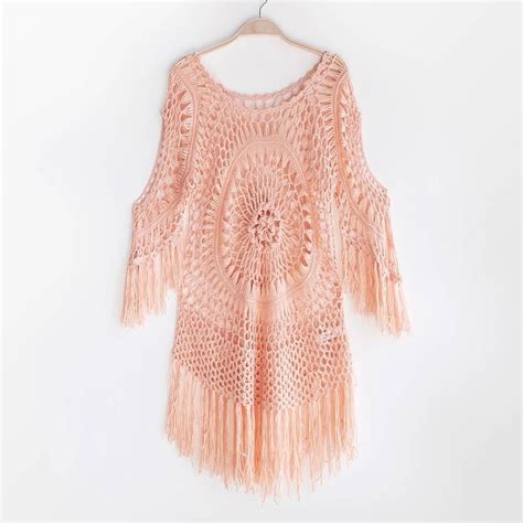 Summer White Crochet Bikini Cover Up With Fringe Trim Etsy