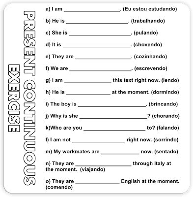 Present Continuous V Activities Atividades Atividades De