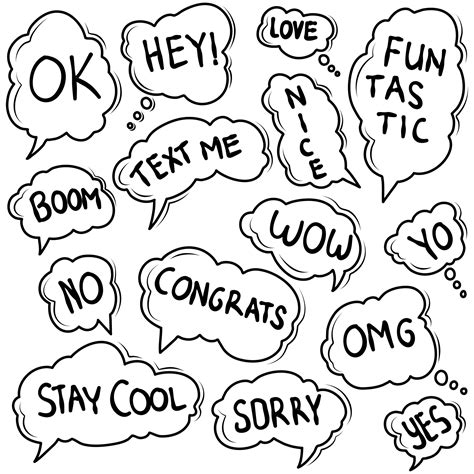 Speech Bubble Doodle Set With Text Vector Art At Vecteezy