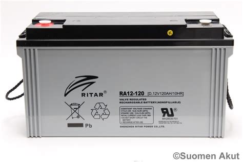 Ritar Agm Akku RA12 120D F12 12v 120Ah 407 177 225 225 Terminal F12