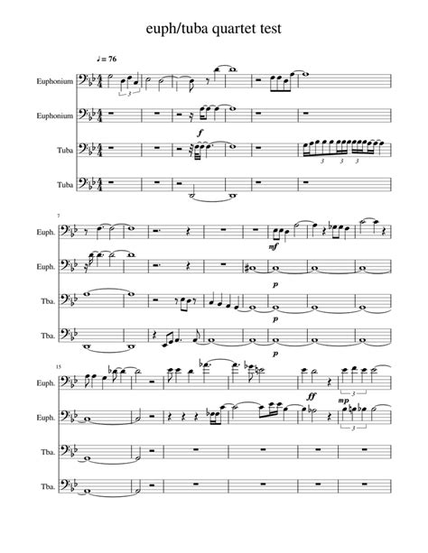 Euph Tuba Quartet Test Sheet Music For Euphonium Tuba Brass Quartet