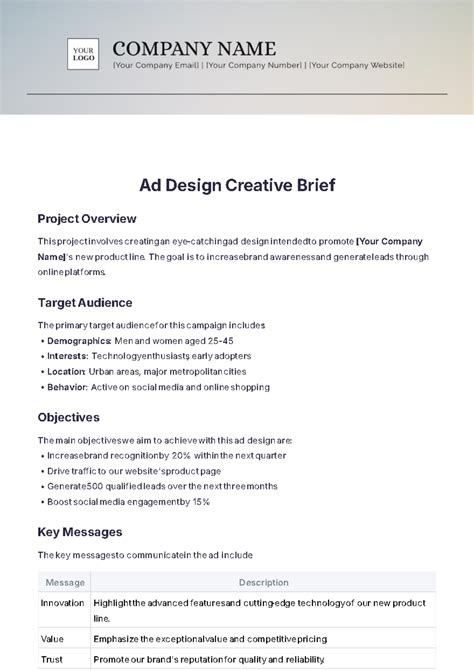 Free Ad Design Creative Brief Template Edit Online And Download