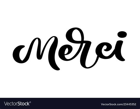 Hand Drawn Lettering Merci Elegant Modern Vector Image