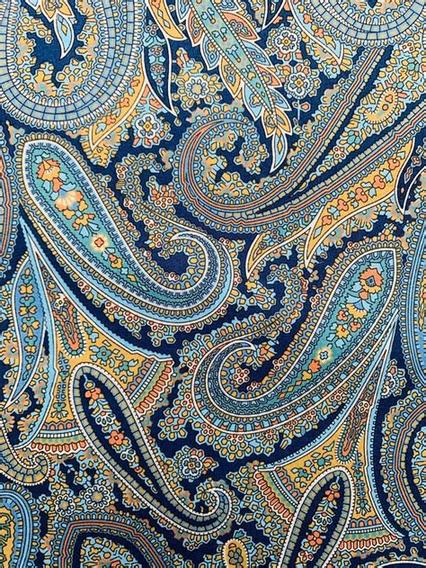 Liberty Tana Lawn 13x 9 A Gorgeous Blue And Mustard Paisley Etsy UK