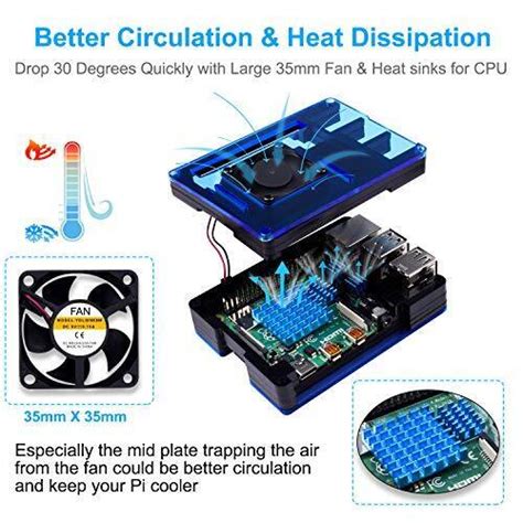 Raspberry Pi 4 Case With Fan Cooling Pi 4 Case With 4 Pcs Aluminum Heat