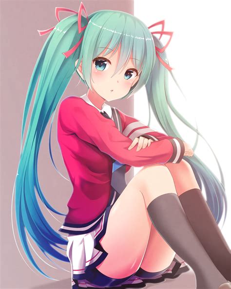 Wallpaper Anime Girls Vocaloid Hatsune Miku Long Hair Aqua Hair