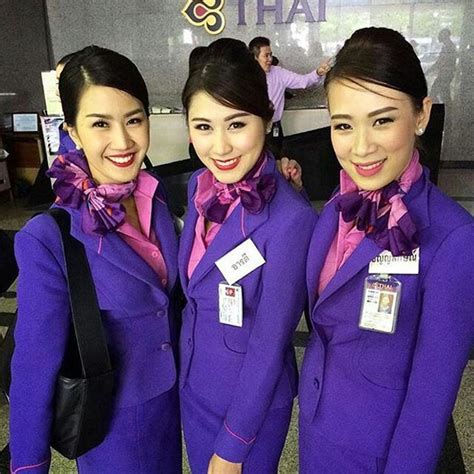 Thai Airways Stewardess Crewfie Tgcrew Flight Attendant Uniform