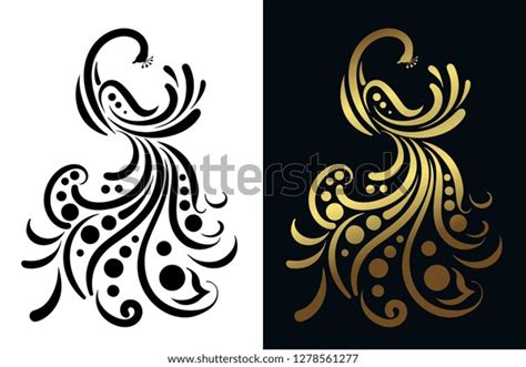 Peacock Bird Logo Luxury Gold Style Stock Vector Royalty Free