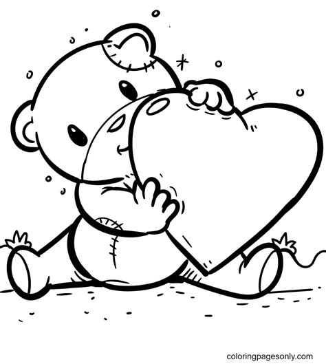 Teddy Bear With Heart Coloring Pages