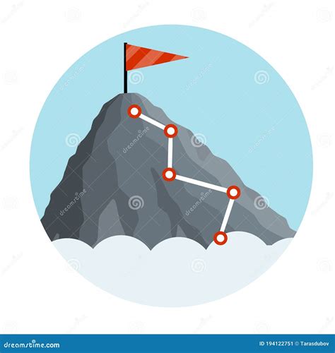 Bergbeklimmen Met Rode Vlag Routepunten En Fasen Zakelijke Motivatie