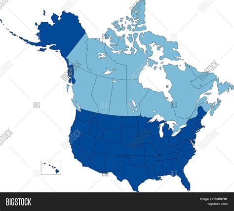 USA and Canada, States and Provinces, Blue Color Stock Vector & Stock ...