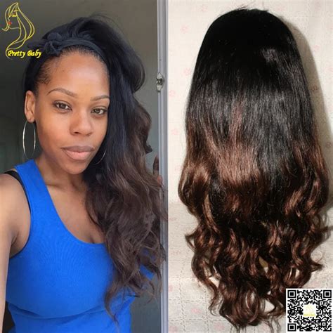 Virgin Peruvian Remy Human Hair Half Wigs 34 Half Wig Ombre 1b4