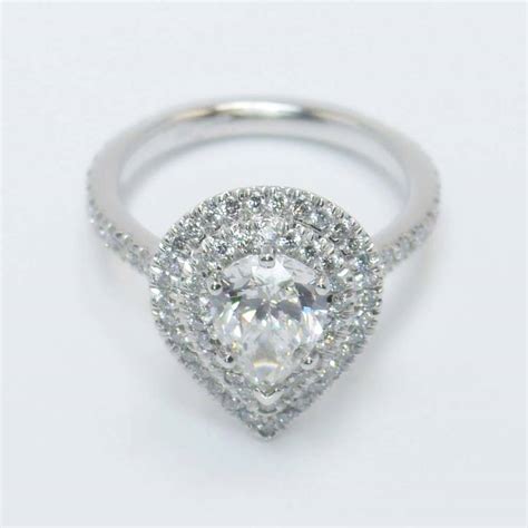 Custom Pear Double Halo Diamond Engagement Ring (1 Carat)