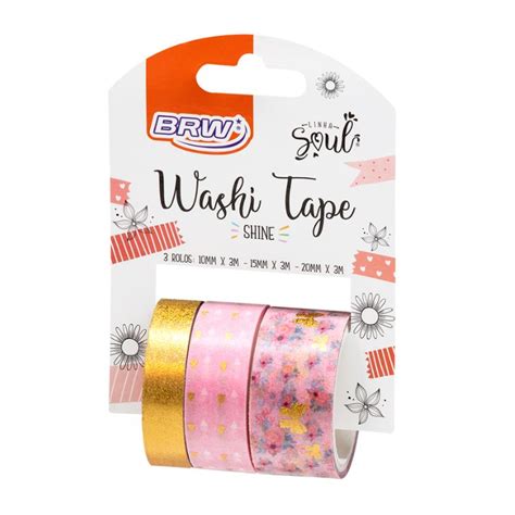 Fita Adesiva Washi Tape Shine Rosa X M Wt Brw A Casa Das