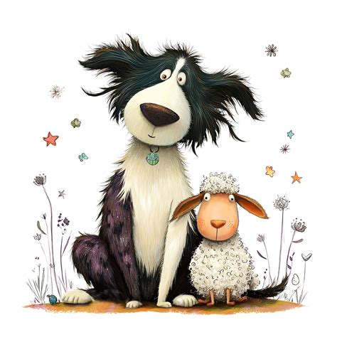 Funny Border Collie Clipart, 16 High Quality Jpgs, Watercolour