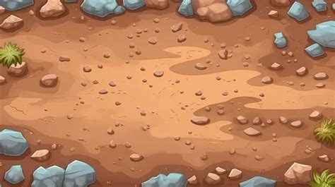 Cartoon Style Seamless Game Interface Top View Of Stone Textured Ground