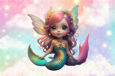 Fairy Mermaid Watercolor Clipart Graphic by Creative Art · Creative Fabrica