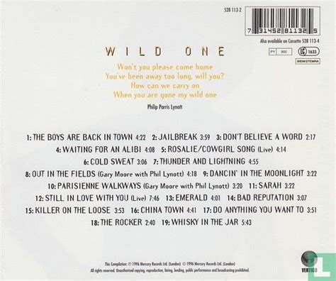 Wild One The Very Best Of Thin Lizzy Cd 528 113 2 1996 Thin Lizzy