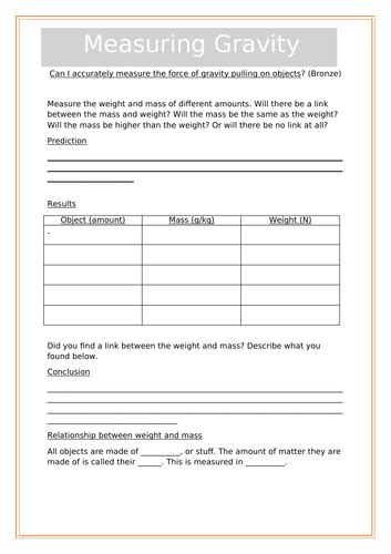 Year 6 Science Forces Differentiated 3 Worksheets Measuring Forces