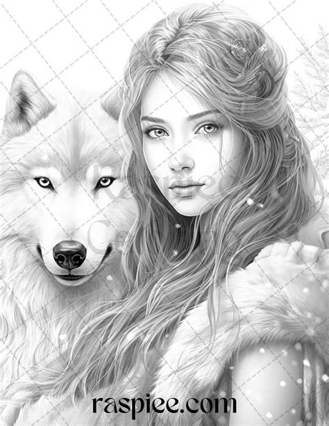 60 Beautiful Winter Girls Grayscale Coloring Pages Printable For Adult Grayscale Coloring