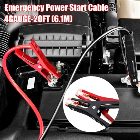 4 Gauge 20ft 6 1m Emergency Power Start Cable Booster Jumper Cable