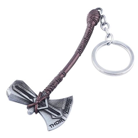 New Enamel Thor Axe Hammer Avengers Endgame Keychain Thor Weapon Metal