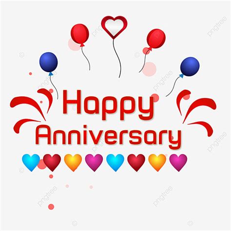 Happy Anniversary Calligraphy Design With Red Love Shape Png Happy