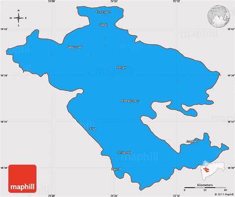 Political Simple Map of Ahmadnagar, cropped outside