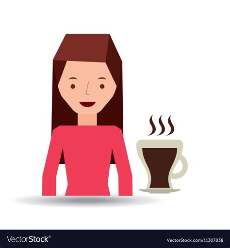 Woman Cute Cup Coffee Hot Graphic Royalty Free Vector Image