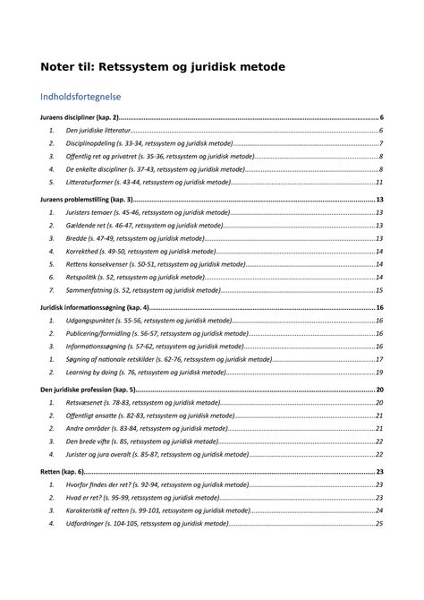 Noter Til Retssytem Og Juridisk Metode Noter Til Retssystem Og