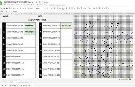 GOOGLE SHEETS DIY Digital Pixel Art Template EDITABLE | Elephant