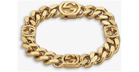 Gucci Interlocking G Brass Bracelet In Gold Metallic Lyst Australia