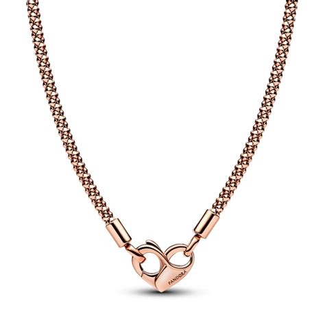 Pandora Moments K Rose Gold Plated Studded Chain Necklace Pandora