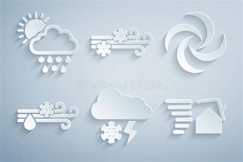 Wind En Regen Met Een Sneeuwtroebel Tornado En Wervelpictogram