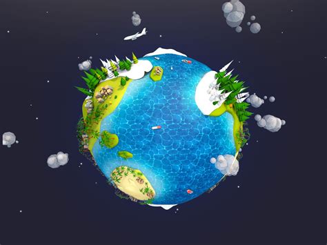 Cartoon Low Poly Earth Planet UVW 3D Model 25 C4d Fbx Obj 3ds