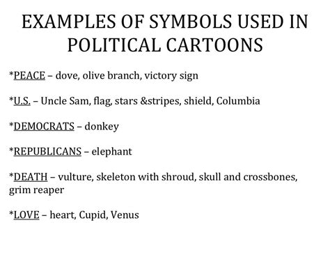 Examples of symbols used in political cartoons