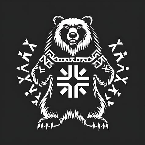 Premium Photo Powerful Bear Clan Emblem With Bear Standing On Hind