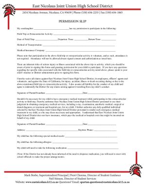 Fillable Online Permission Slip Templates And Examples