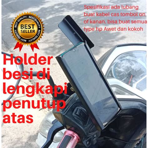 Jual Holder Hp Motor Besi Spion Stang Ojek Maxim Grab Universal Di