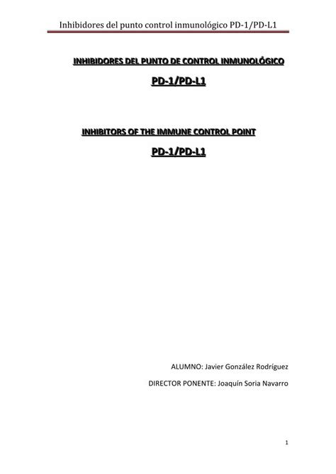 Pdf Inhibidores Del Punto Control Inmunol Gico Pd Pd L